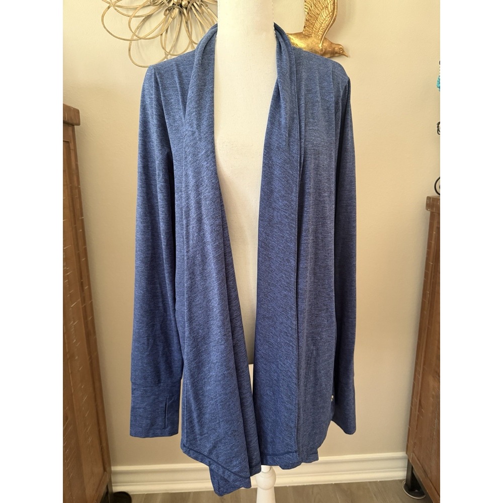 Lilly Pulitzer Elena Wrap Cardigan XL Lapis Lazuli Blue Luxletic Thumbholes